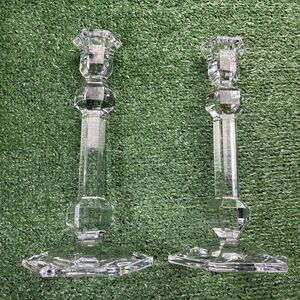 Val St Lambert Vintage Lead Crystal 9 inch tall Candlestick Set